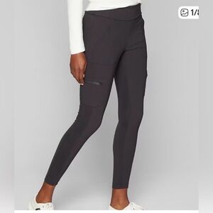 Athleta Dark Gray Hybrid Cargo Leggings with Zip Pocket